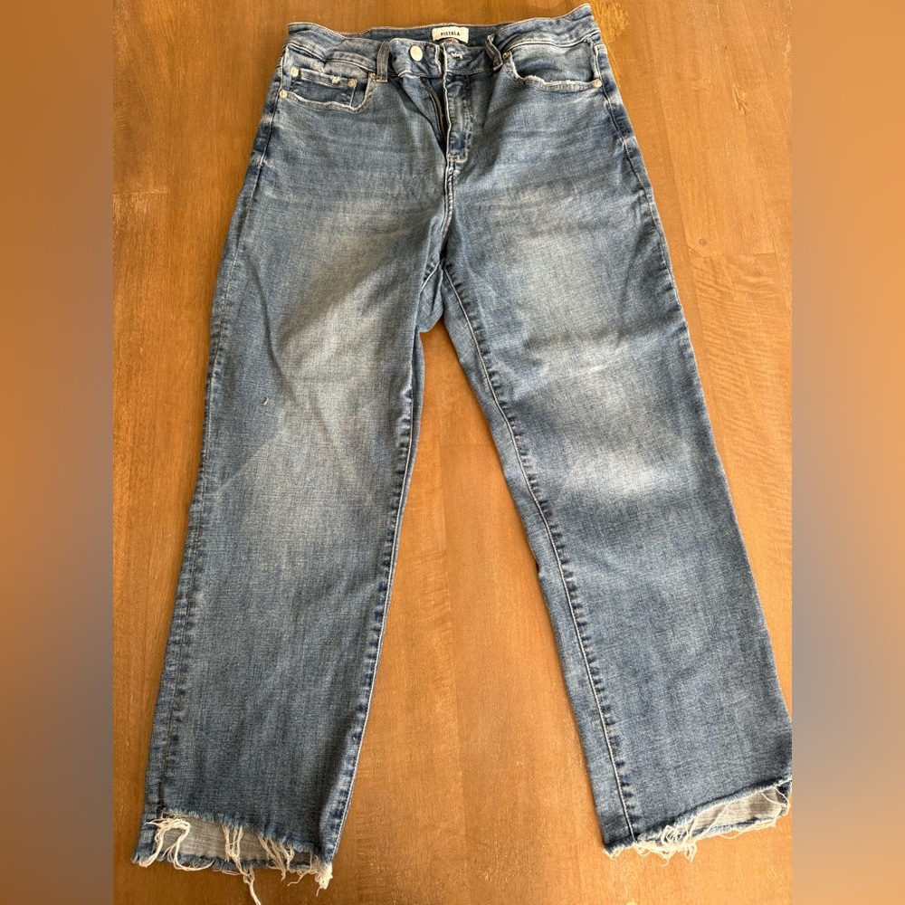 Pistola Straight Ripped Classic Blue Denim Jeans Sz 32 - Picture 1 of 3